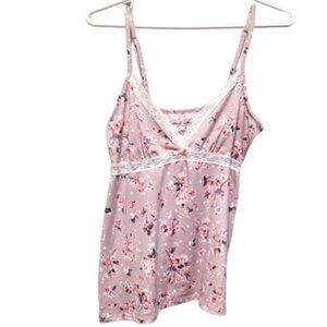 Floral Lace Purple Pink Marilyn Monroe Night Pajama Lingerie V Neck Shirt Size M